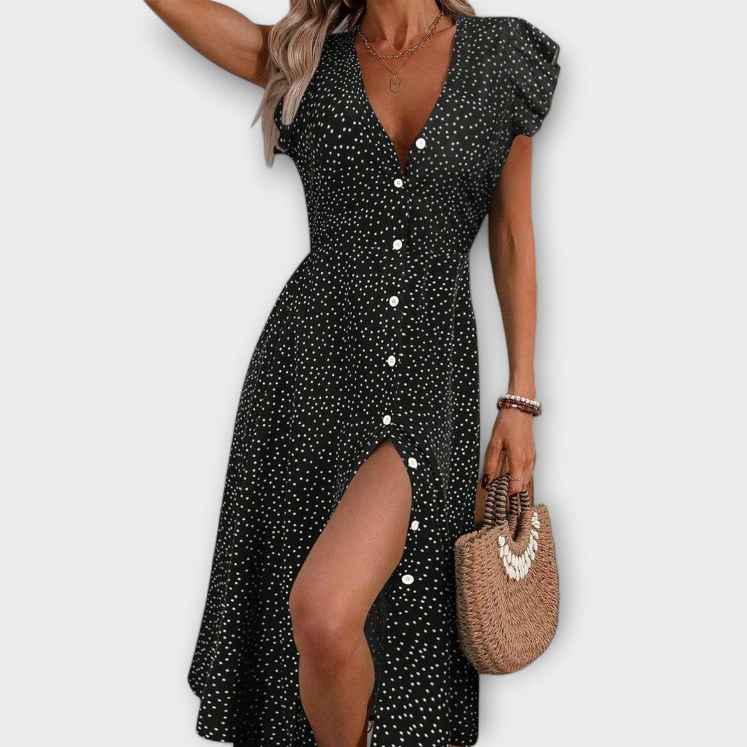 Stylish Midi Dress with Dots