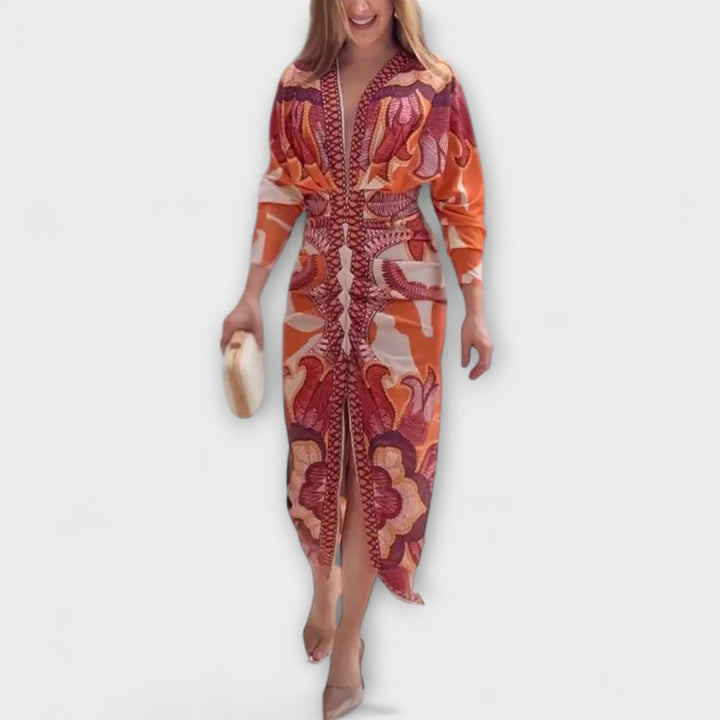 Cleo - Unique midi dresses with dolman sleeves and Brasilia patterns