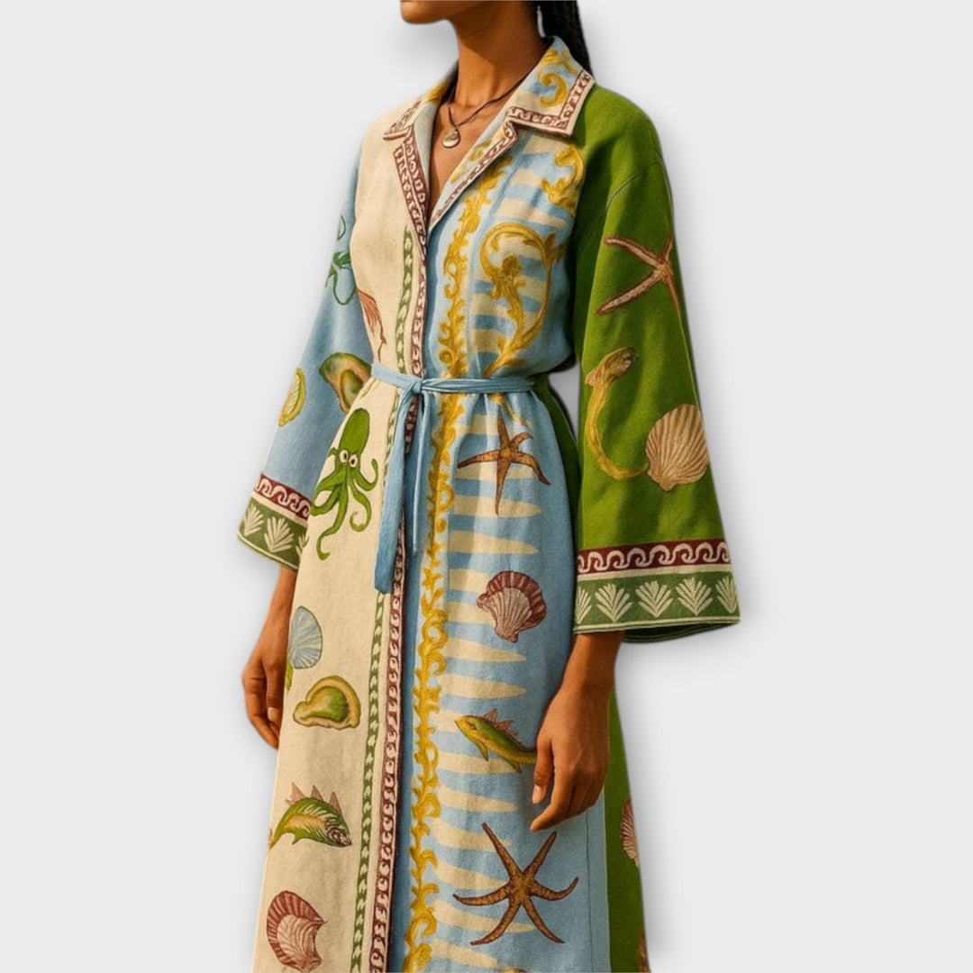 Jule - Floral Printed Midi Dresses in Twill