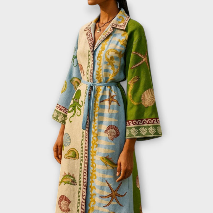 Jule - Floral Printed Midi Dresses in Twill