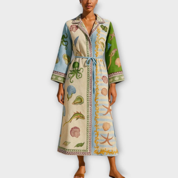 Jule - Floral Printed Midi Dresses in Twill