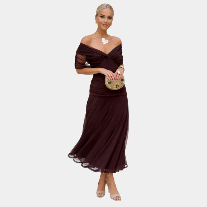 Nina | Long Floral Dress with V-Neck