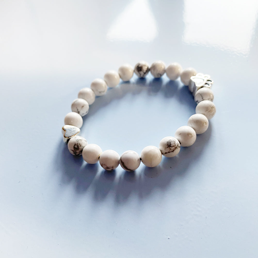 Handcrafted Natural Stone Paw Bracelet with Heart Charm