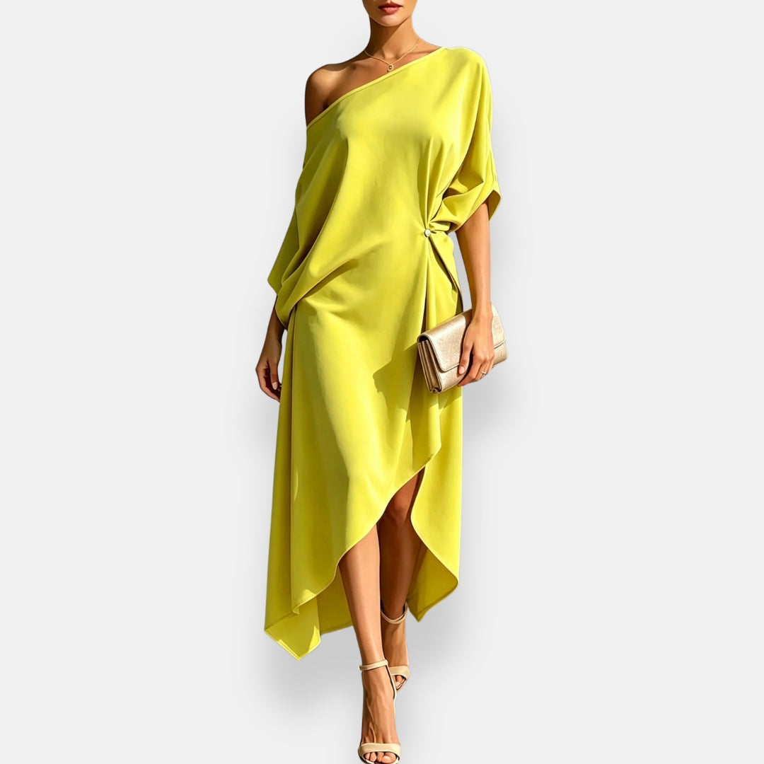 Oriana – Asymmetrical Pleated Dress
