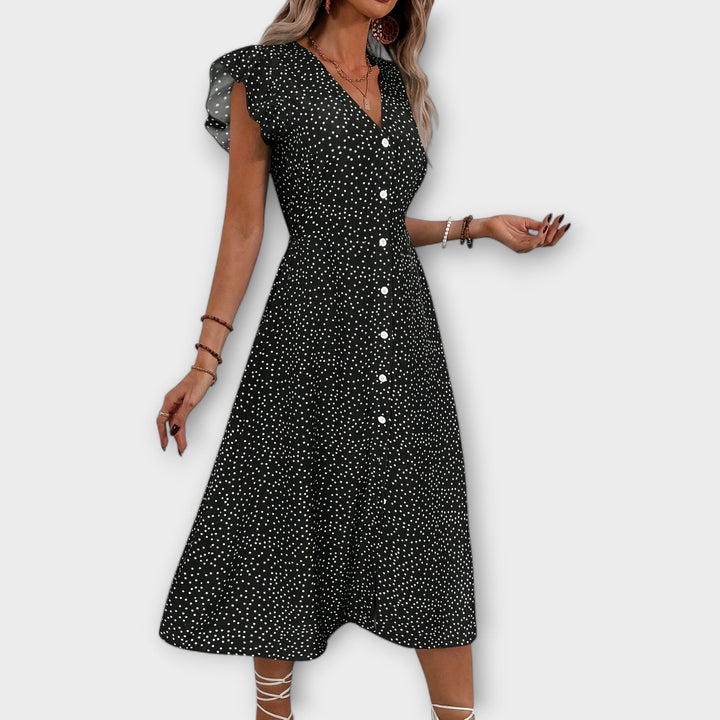 Stylish Midi Dress with Dots