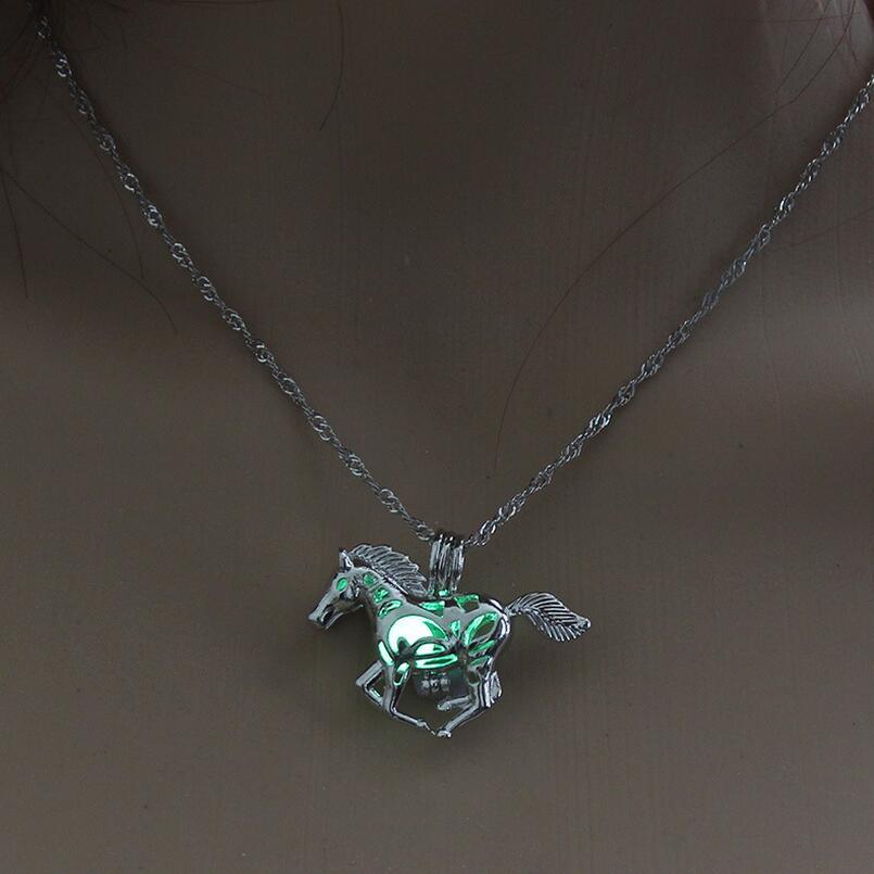 Glowing Galloping Horse Pendant Necklace