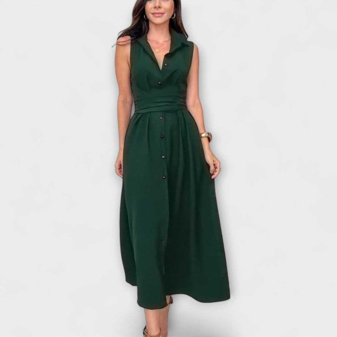 Mira - Stylish midi dresses with solid color fastening and tie details