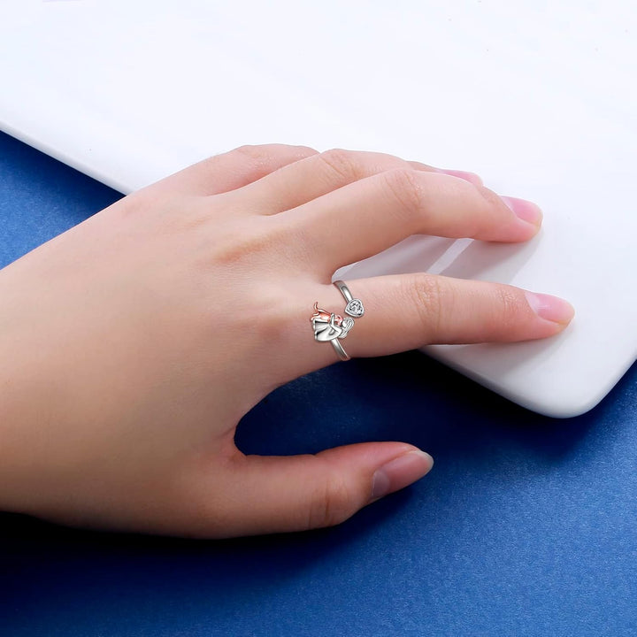 Dog Ring in Sterling Silver and White Zirconia – Adjustable