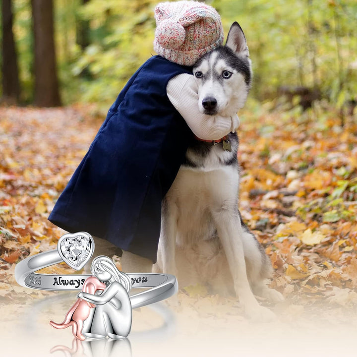 Dog Ring in Sterling Silver and White Zirconia – Adjustable