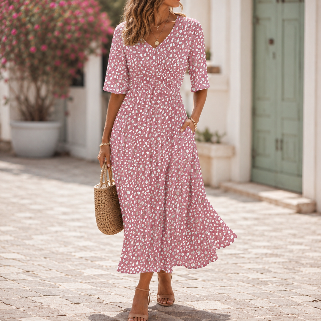 Tess™ | Stylish Midi Dress with Tummy-Hiding Design