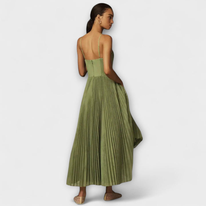 Marilyn - Midi Dress with Gathered Skirt and Bustier Design