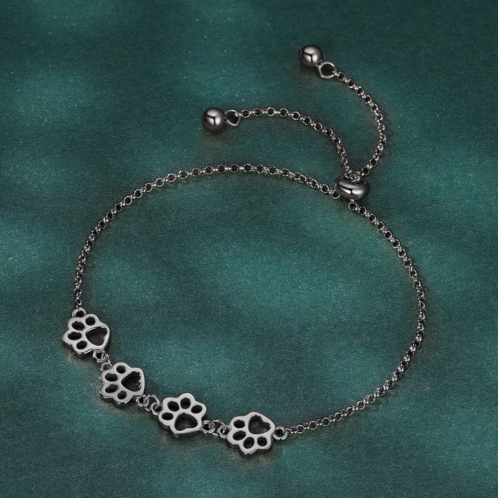 Sterling Silver Dog Paw Print Bracelet – Adjustable