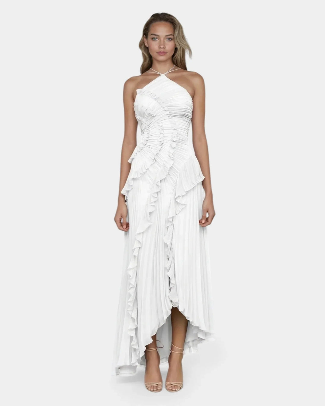 Féodora I Lavender Asymmetrical Maxi Dress with Ruffles