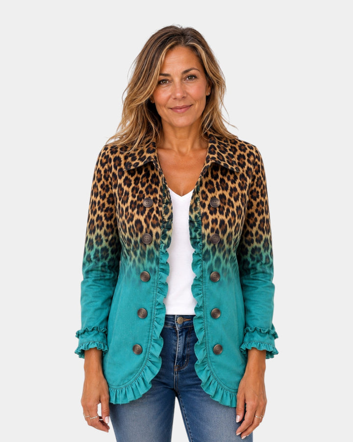 Mercedes | Leopard Gradient Blazer Jacket with Ruffles