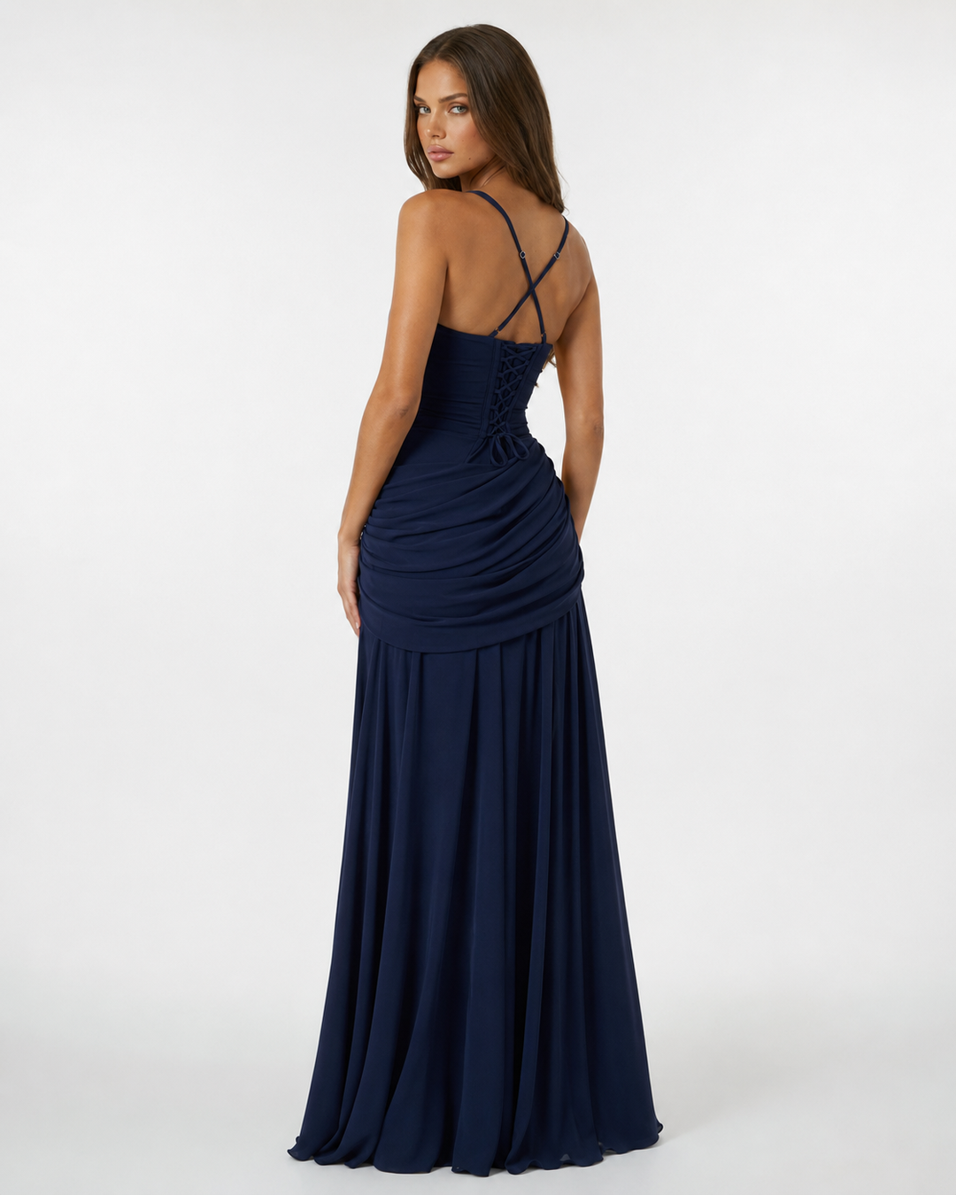 Enni – Pleated Maxi Dress with Square Neckline