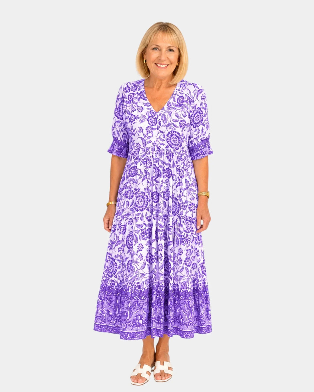 Cosima | Elegant V-Neck Floral Dress