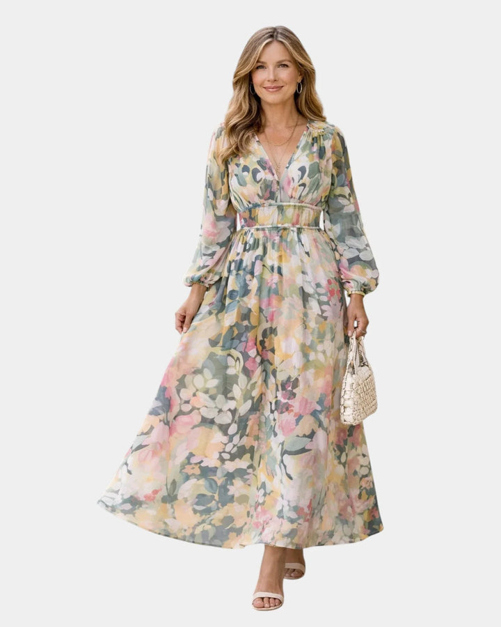 Séraphine | Short Sleeve Maxi Dress with V-Neck