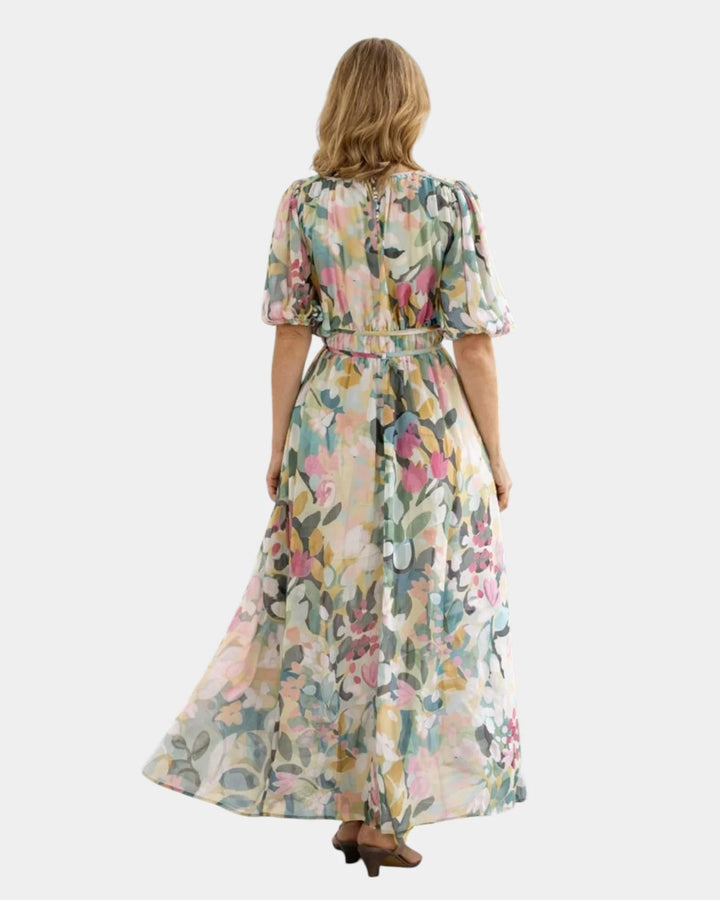 Séraphine | Short Sleeve Maxi Dress with V-Neck