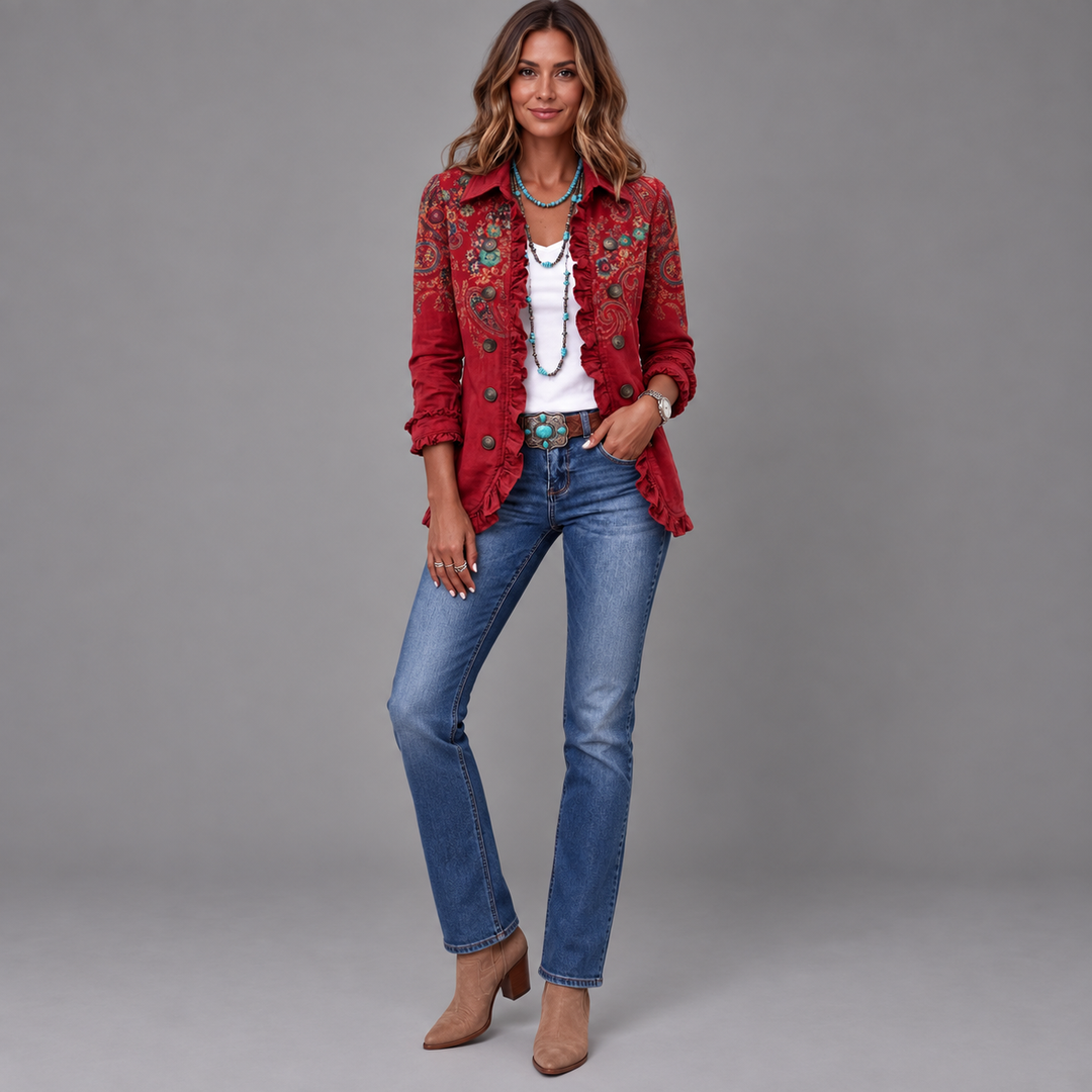 Carlotta | Bohemian Paisley Ruffled Jacket