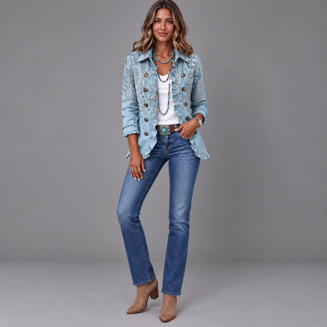 Emilia | Vintage Paisley Ruffled Jacket