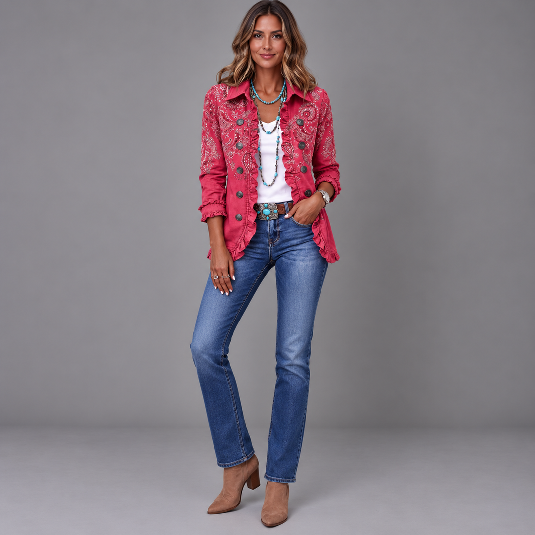 Isotta | Vintage Paisley Ruffled Jacket