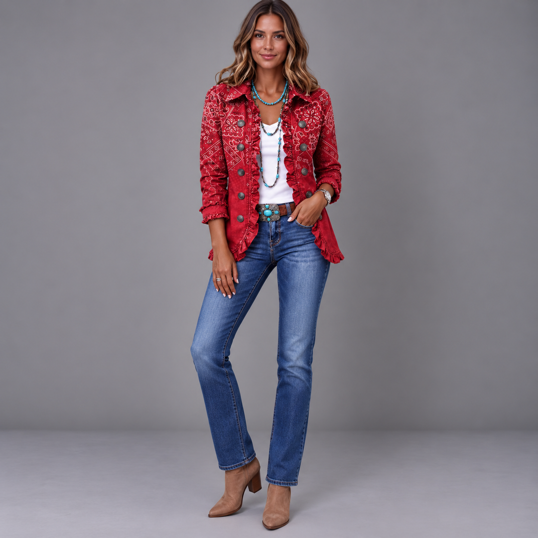 Gaia | Bohemian Ombre Paisley Ruffled Jacket