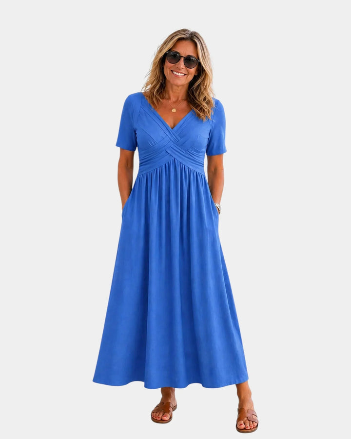 Adriennette | Dress with Crossed V-Neck and Pockets