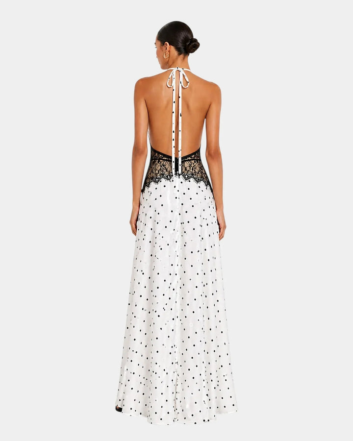 Pomeline | Maxi dress with polka dots and elegant lace