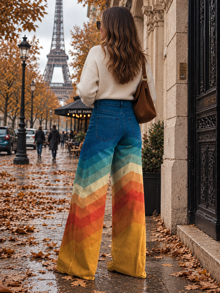 Flavie | Elegant Retro Zigzag Pants