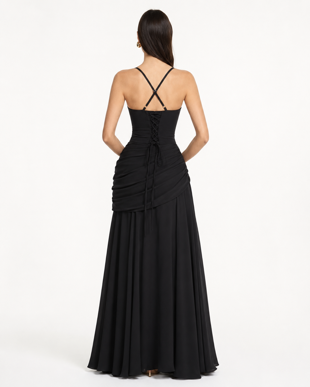 Enni – Pleated Maxi Dress with Square Neckline