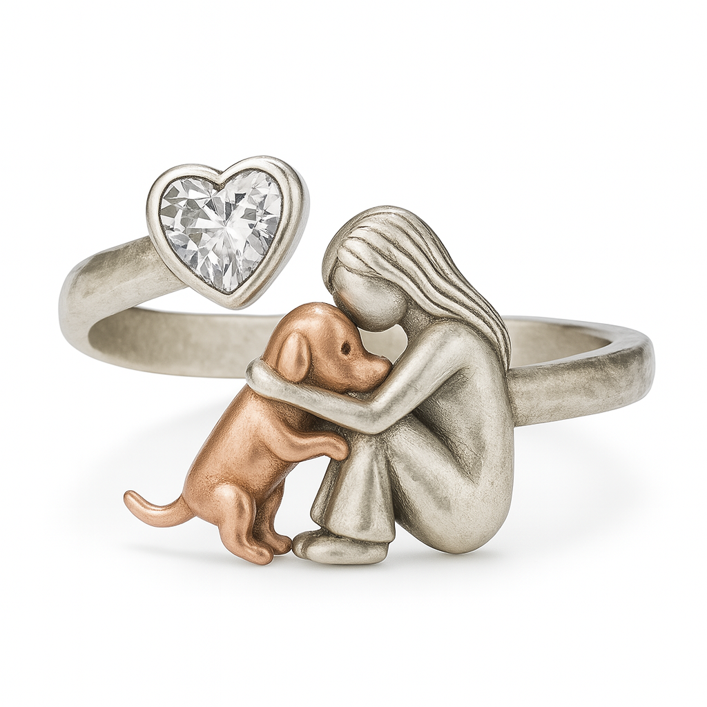 Handcrafted Lucky Ring in Silver and White Zirconia – Adjustable