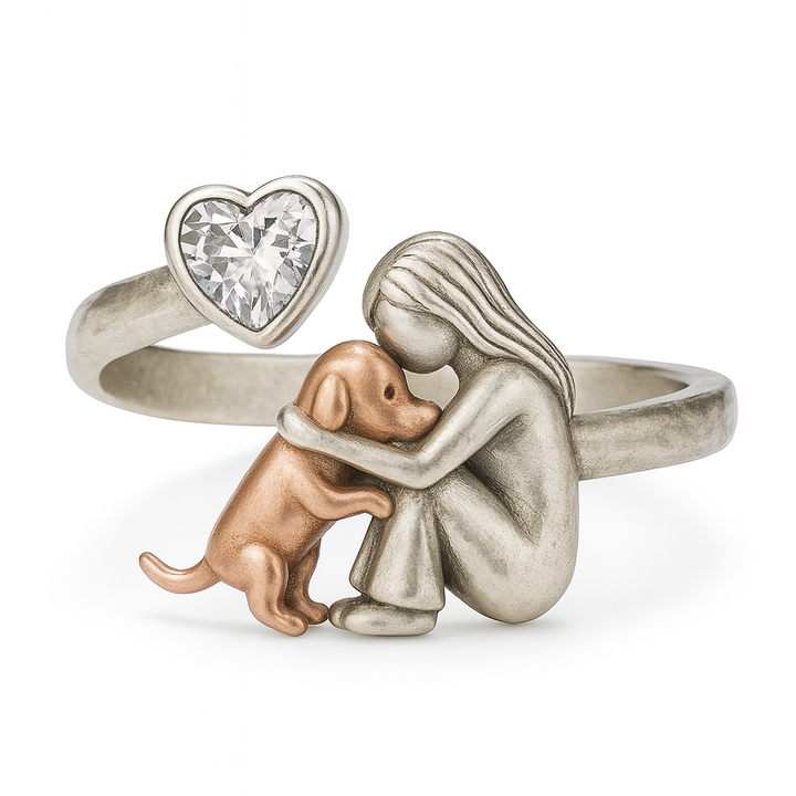 Handcrafted Lucky Ring in Silver and White Zirconia – Adjustable