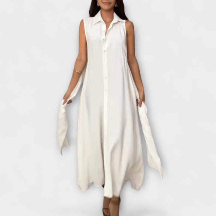 Mira - Stylish midi dresses with solid color fastening and tie details