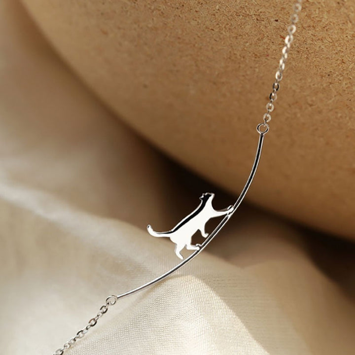 Climbing Cat Silver Necklace