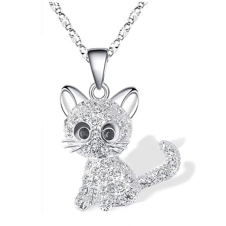 Baby Cats Necklace with Colourful Zirconia in Silver