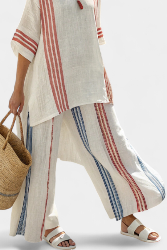 Ema – Multicolored Striped Top and Mediterranean Style Pants