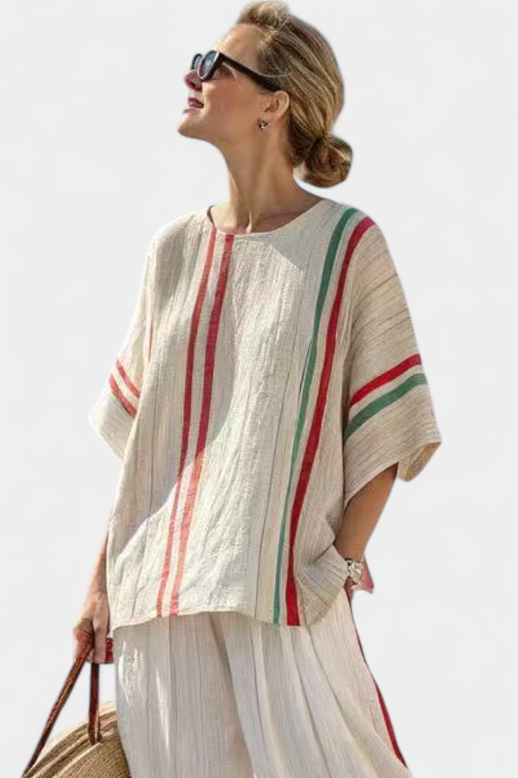 Mia – Boho-style Printed Top and Comfortable Wide Pants