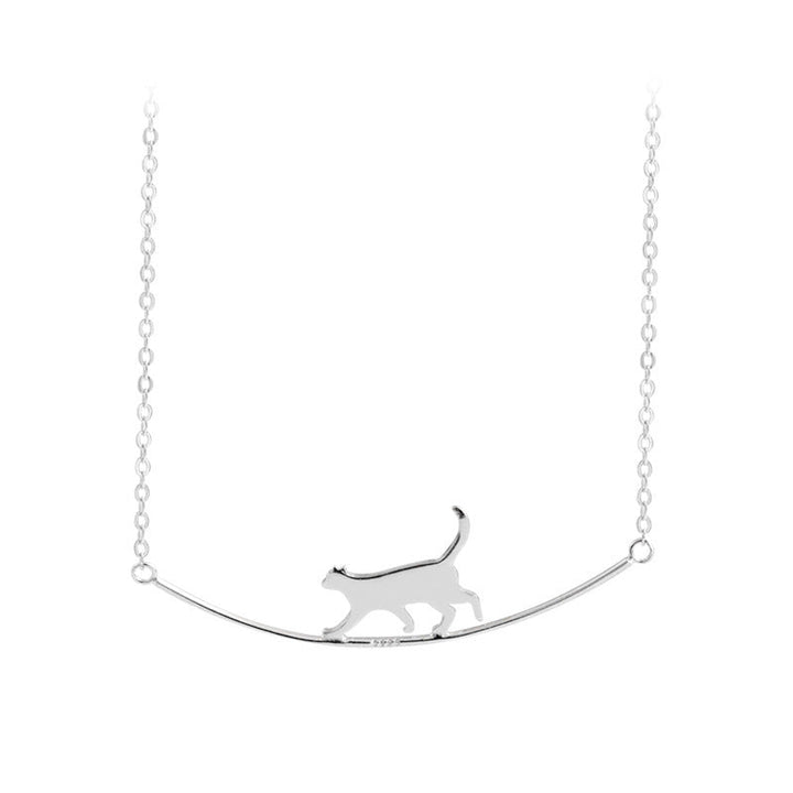 Climbing Cat Silver Necklace