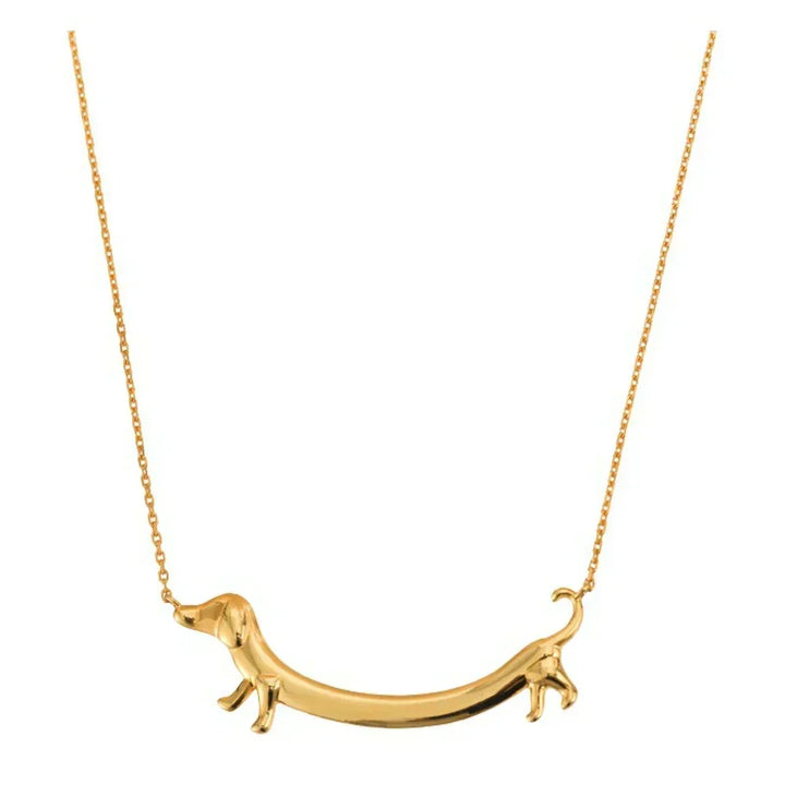 Gold Dachshund Puppy Necklace for Women