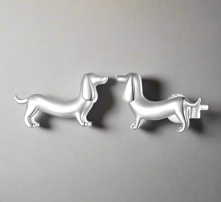 Silver Dachshund Earrings