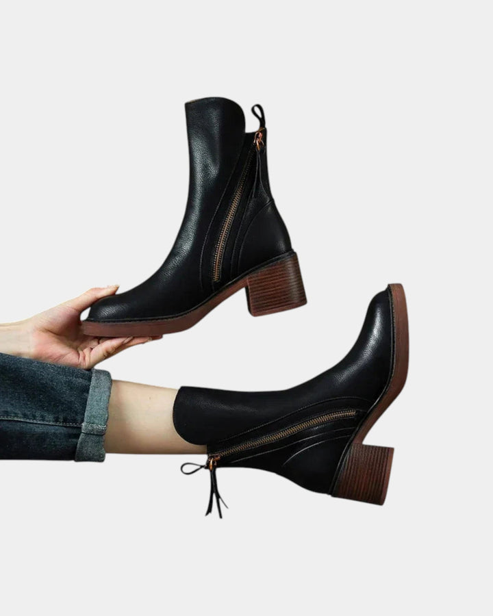 Brélyne | Women's Zip Ankle Boots with Block Heel