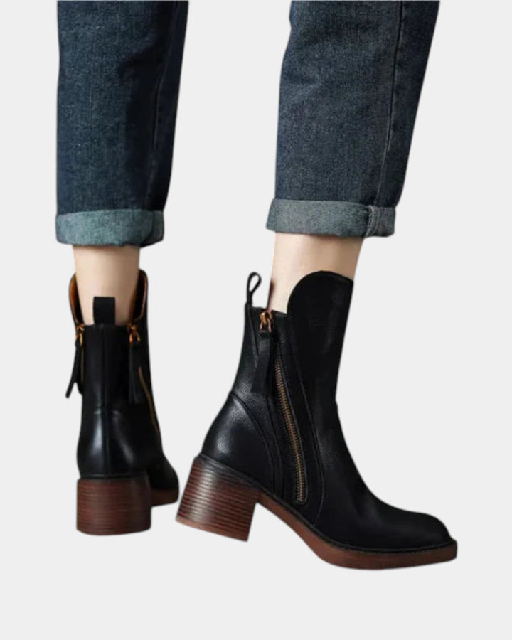 Brélyne | Women's Zip Ankle Boots with Block Heel