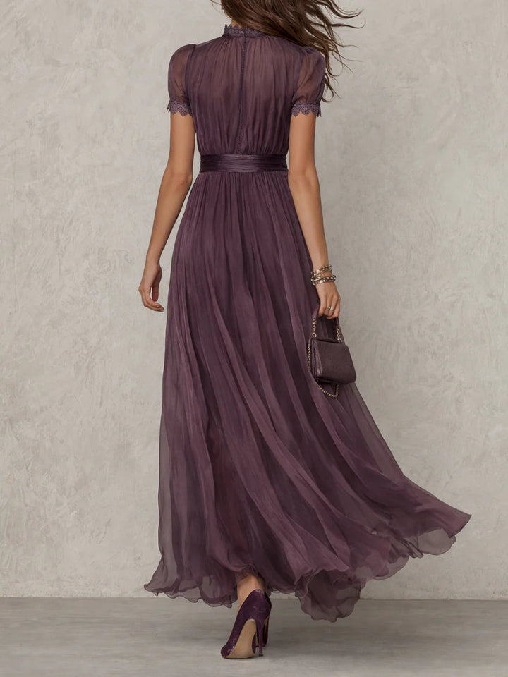 Aada - Long Purple Dress with Keyhole Neckline
