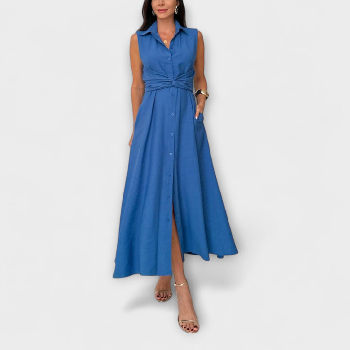 Mira - Stylish midi dresses with solid color fastening and tie details