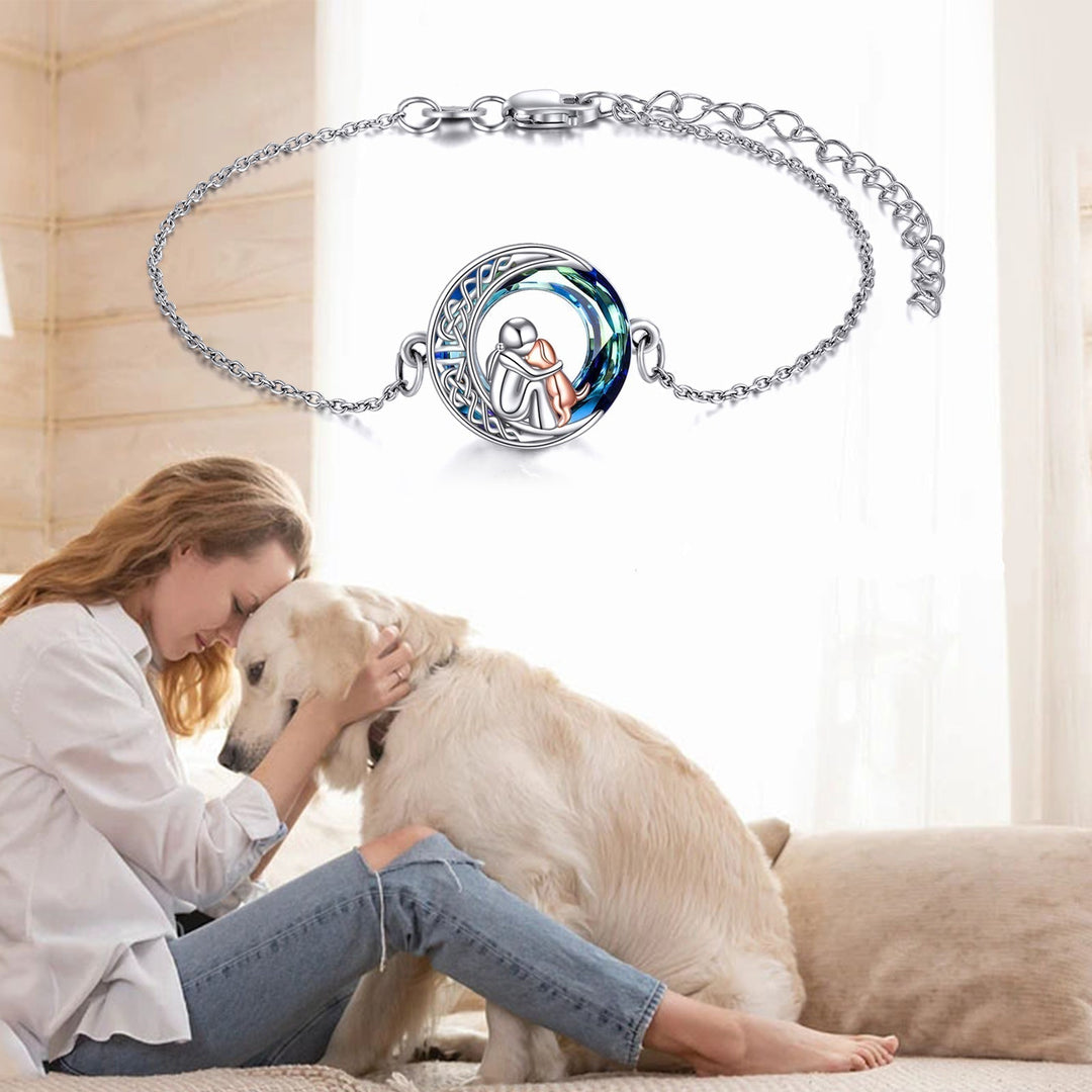 Adjustable Lucky Bracelet in Sterling Silver with Dog Motif
