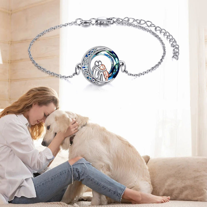 Adjustable Lucky Bracelet in Sterling Silver with Dog Motif