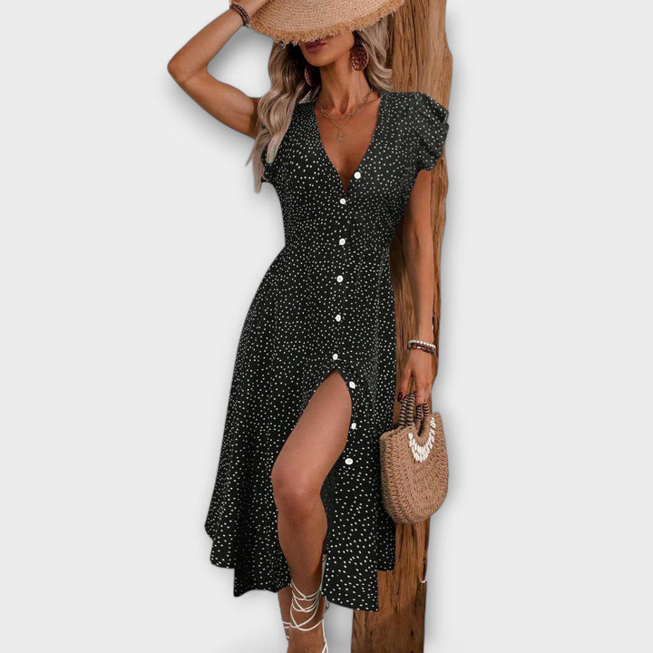 Stylish Midi Dress with Dots
