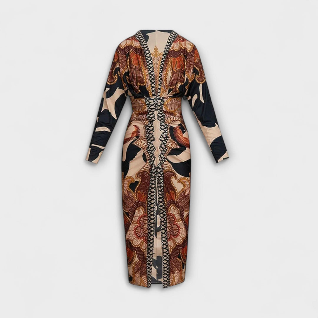 Cleo - Unique midi dresses with dolman sleeves and Brasilia patterns