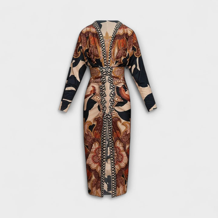 Cleo - Unique midi dresses with dolman sleeves and Brasilia patterns