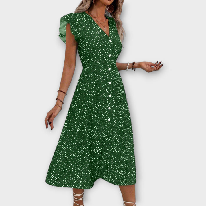 Stylish Midi Dress with Dots